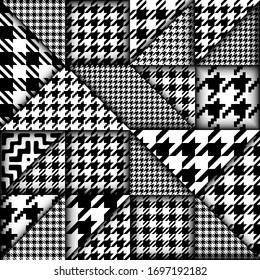 Paper cut shapes design pattern. Seamless vector geometric pattern. Patchwork block layered style.