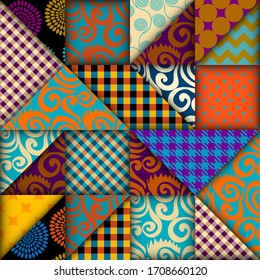 Diseño de formas de corte de papel. Patrón geométrico vectorial transparente. Estilo de capas de bloques de trabajo en mosaico.