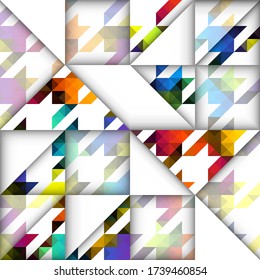 Paper cut shapes design pattern. Seamless vector geometric pattern. Patchwork block layered style.