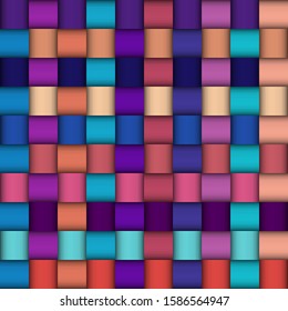Paper cut shapes design. Seamless vector pattern. Patchwork layered style.