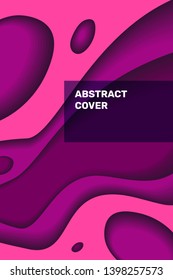 Paper cut shapes with hole. Vector creative pink carving art concept and 3d abstract background. Template composition layout design for web, site, vertical banner, poster, business presentation