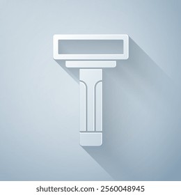 Paper cut Shaving razor icon isolated on grey background. Paper art style. Vector