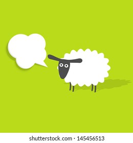 Paper cut sheep with speech bubble