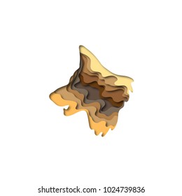 Paper cut shepherd dog shape 3D origami. Trendy concept fashion design. Vector illustration