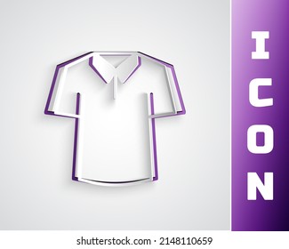 Paper cut Shirt icon isolated on grey background. Paper art style. Vector