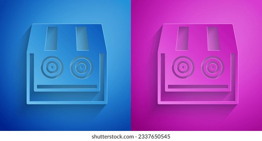 Recorte de papel Icono de galería de grabación aislado en fondo azul y púrpura. Campo de tiro. Estilo de arte de papel. Vector