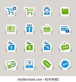 Paper cut - Shopping icons