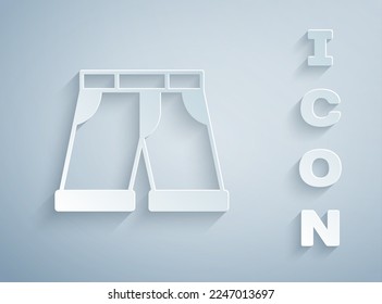 Cortado de papel Icono de corto o pantalones aislados en fondo gris. Estilo de arte de papel. Vector