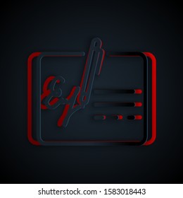 Paper cut Signed document line icon isolated on black background. Pen signing a contract with signature. Edit document sign. Paper art style. Vector Illustration