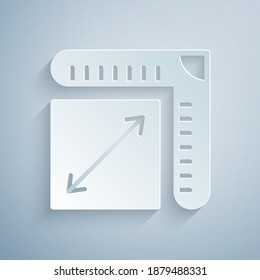 Paper cut Paper size icon isolated on grey background. Paper art style. Vector.