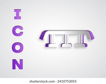 Paper cut Skateboard stairs with rail icon isolated on grey background. Paper art style. Vector
