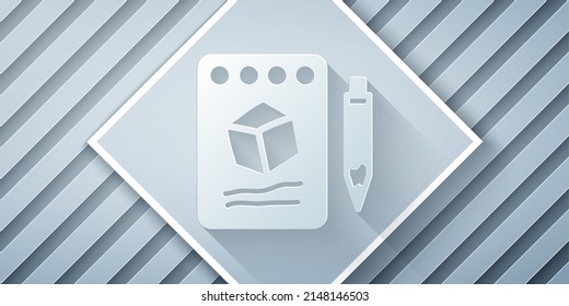Dibujo de recorte de papel en un icono de papel aislado en fondo gris. Estilo de arte de papel. Vector