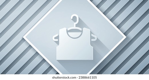 Paper cut Sleeveless T-shirt icon isolated on grey background. Paper art style. Vector