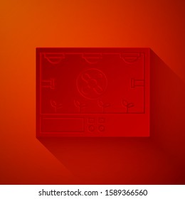 Paper cut Smart farming technology - farm automation system icon isolated on red background. Paper art style. Vector Illustration