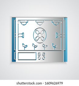 Paper cut Smart farming technology - farm automation system icon isolated on grey background. Paper art style. Vector Illustration