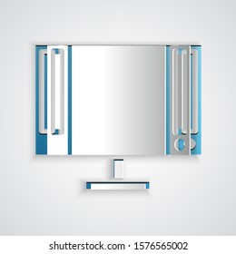 Paper cut Smart Tv icon isolated on grey background. Television sign. Paper art style. Vector Illustration