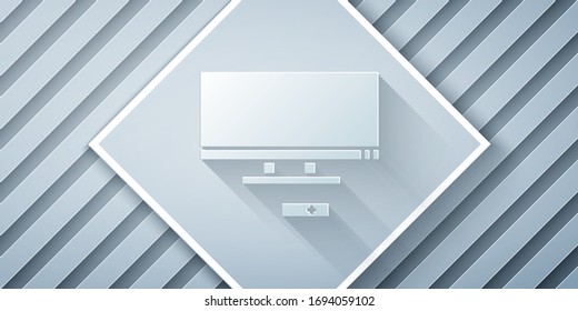 Paper cut Smart Tv icon isolated on grey background. Television sign. Paper art style. Vector Illustration