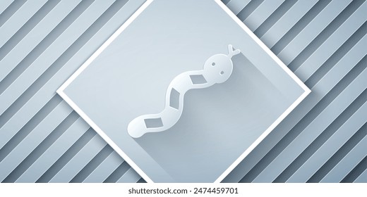 Paper cut Snake icon isolated on grey background. Paper art style. Vector