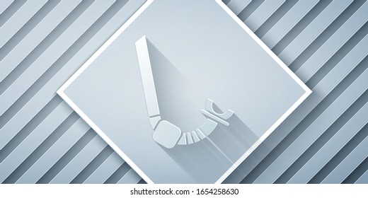 Paper cut Snorkel icon isolated on grey background. Diving underwater equipment. Paper art style. Vector Illustration