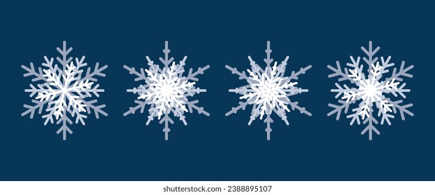 Paper cut snow flake icon vector illustration. Set of a 3d snowflake on isolated background. Christmas sign concept.