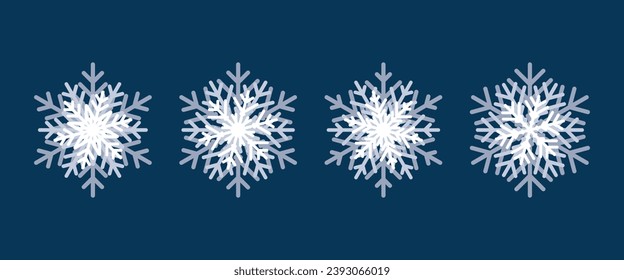 Paper cut snow flake icon vector illustration. Set of a 3d snowflake on isolated background. Christmas sign concept.