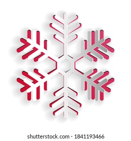 Icono del copo de nieve cortado con papel aislado en fondo blanco. Estilo de arte de papel. Vector.
