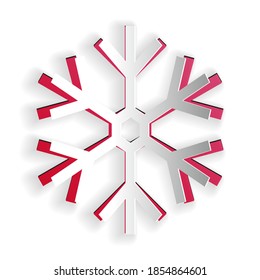 Paper cut Snowflake icon isolated on white background. Paper art style. Vector.