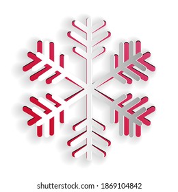 Paper cut Snowflake icon isolated on white background. Paper art style. Vector.
