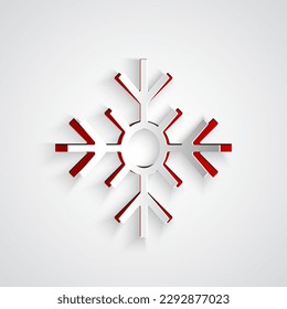 Paper cut Snowflake icon isolated on grey background. Merry Christmas and Happy New Year. Paper art style. Vector
