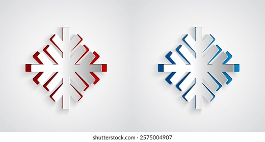 Paper cut Snowflake icon isolated on grey background. Paper art style. Vector