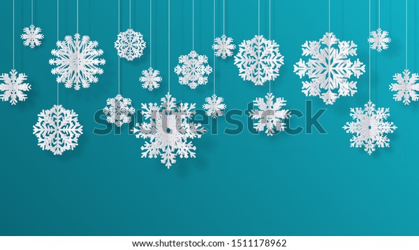 Paper Cut Snowflakes Christmas Isolated Filigree Stock Vector