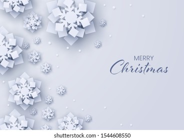 Paper cut snowflakes on white background,New year and Christmas design elements