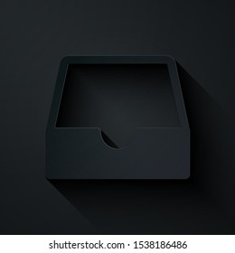 Paper cut Social media inbox icon isolated on black background. Social network element, symbol. Paper art style. Vector Illustration