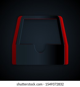 Paper cut Social media inbox icon isolated on black background. Social network element, symbol. Paper art style. Vector Illustration