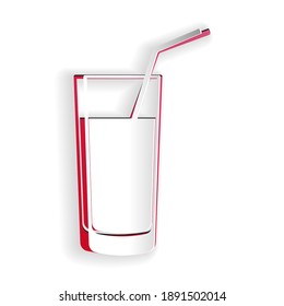 Paper cut Soft drink icon isolated on white background. Paper art style. Vector.