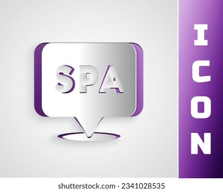 Paper cut Spa salon icon isolated on grey background. Concept for beauty salon, massage, cosmetic. Spa treatment and cosmetology. Paper art style. Vector