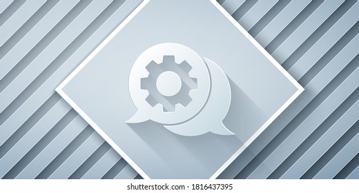 Paper cut Speech bubble chat icon isolated on grey background. Message icon. Communication or comment chat symbol. Paper art style. Vector