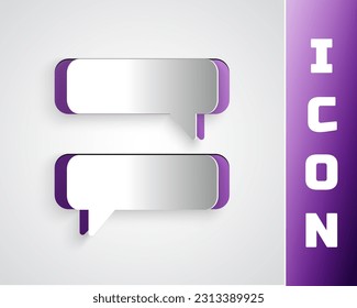 Paper cut Speech bubble chat icon isolated on grey background. Message icon. Communication or comment chat symbol. Paper art style. Vector Illustration