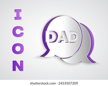 Icono de papá de la burbuja del habla aislado en el fondo gris. Feliz día del padre. Estilo de arte de papel. Vector