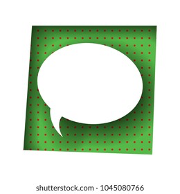 paper cut speech bubble with smooth shadows in colorful box with halftone dots in pop art style
