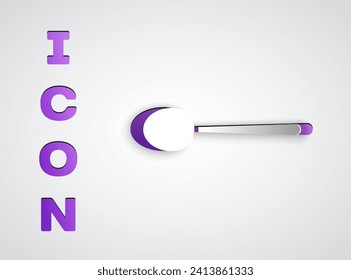 Paper cut Spoon icon isolated on grey background. Cooking utensil. Cutlery sign. Paper art style. Vector Illustration