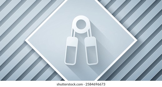 Paper cut Sport expander icon isolated on grey background. Sport equipment. Paper art style. Vector