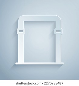 Paper cut Sport horizontal bar icon isolated on grey background. Paper art style. Vector