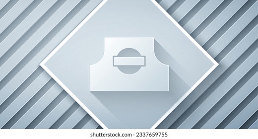 Paper cut Spray can nozzle cap icon isolated on grey background. Paper art style. Vector