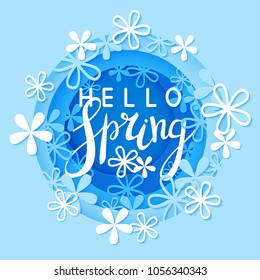 Paper cut spring greeting card