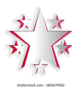 Paper cut Star icon isolated on white background. Favorite, Best Rating, Award symbol. Paper art style. Vector.