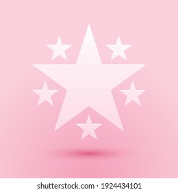 Paper cut Star icon isolated on pink background. Favorite, Best Rating, Award symbol. Paper art style. Vector