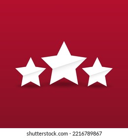 Paper cut Star icon isolated on Red background. Favorite, best rating, award symbol. Paper art style. Vector Illustration