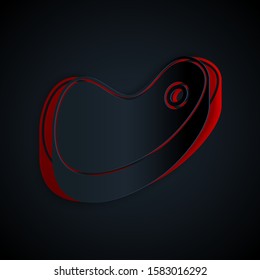 Paper cut Steak meat icon isolated on black background. Paper art style. Vector Illustration