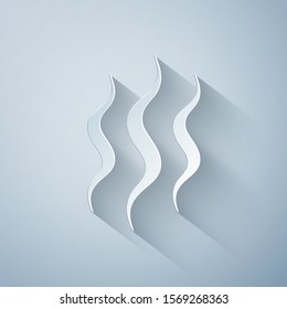 Paper cut Steam icon isolated on grey background. Paper art style. Vector Illustration